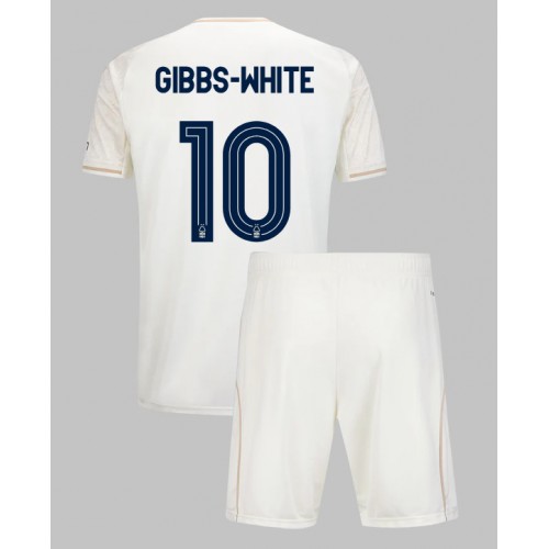 Otroški Nogometni dresi Nottingham Forest Morgan Gibbs-White #10 Gostujoči 2025-26 Kratek Rokav (+ Kratke hlače)